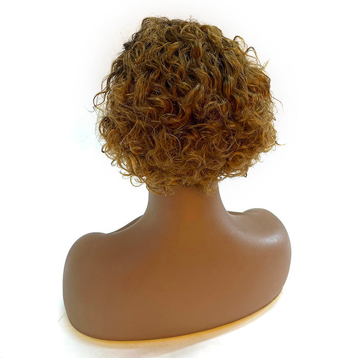 TedHair 6 Inches 13x2 Ombre Blonde Slicked Back Hair Style Pixie Curly Wig