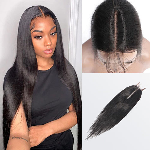 TedHair 12-20 Inches 2" x 6" Upgrade Straight Transparent Lace Closure #1B Natural Black