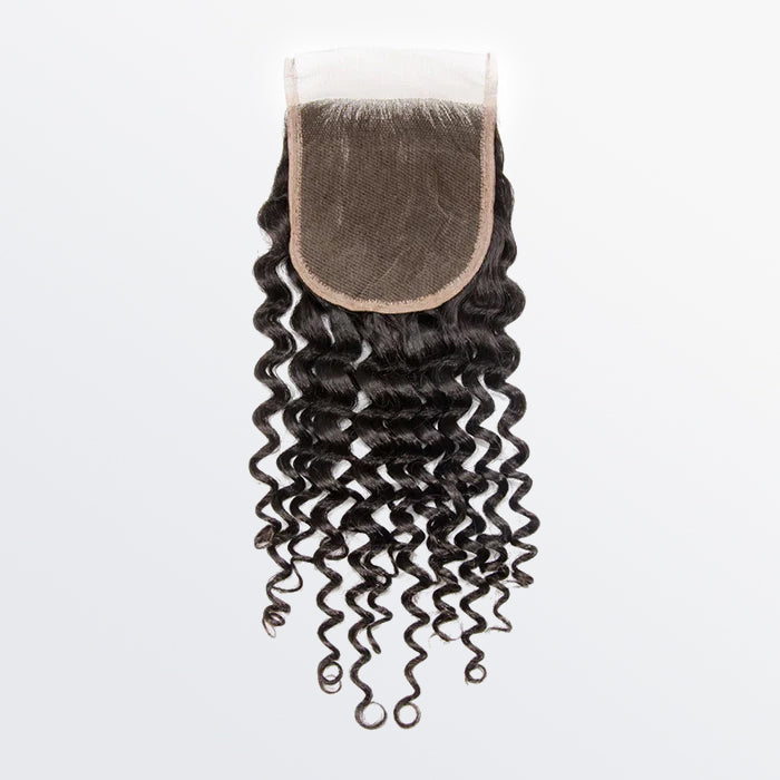 TedHair 12-20 Inch 4" x 4" Deep Curly Free Parted Lace Closure #1B Natural Black