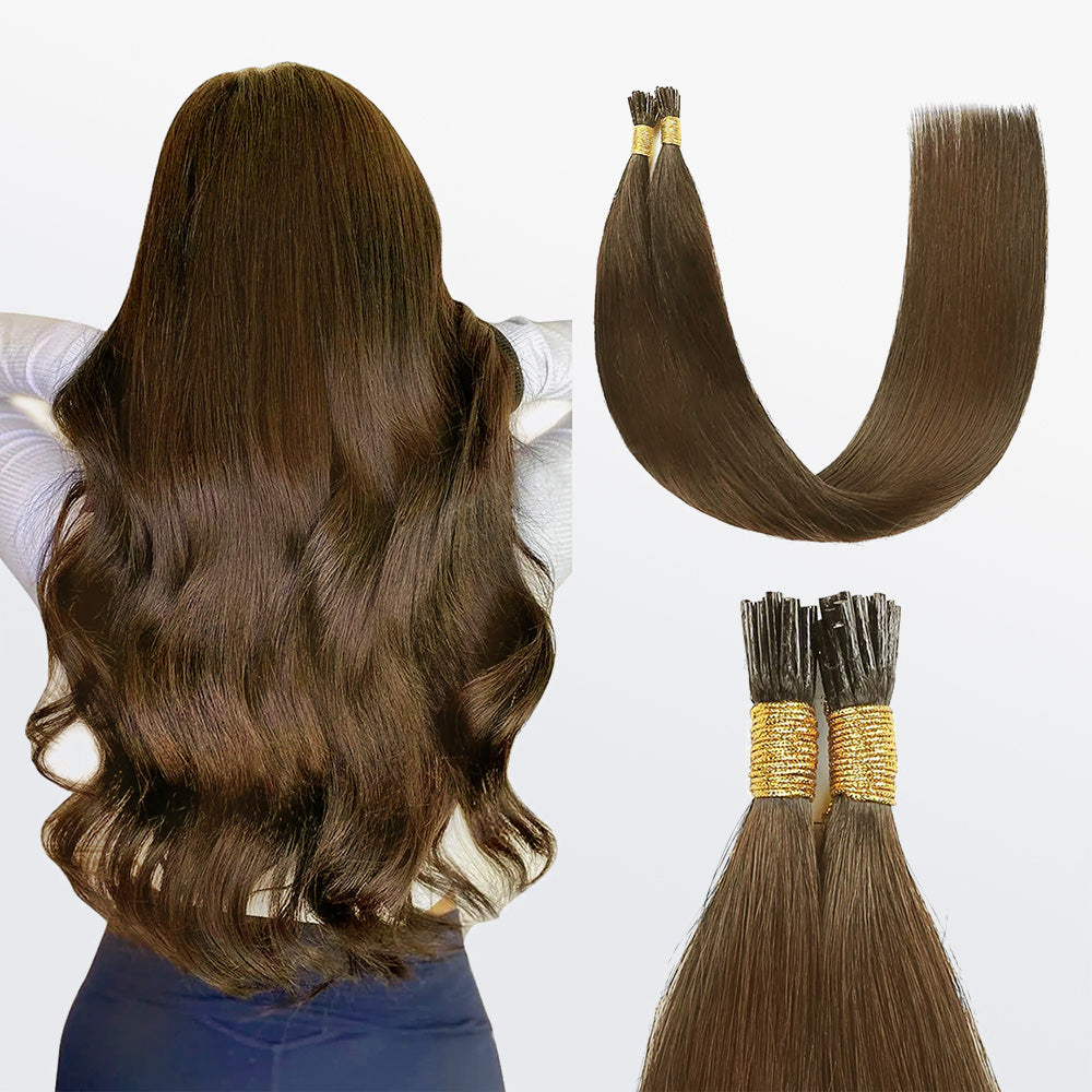 Tedhair I Tip Hair Extensions Natural Remy Human Hair (#8 Light Brown)