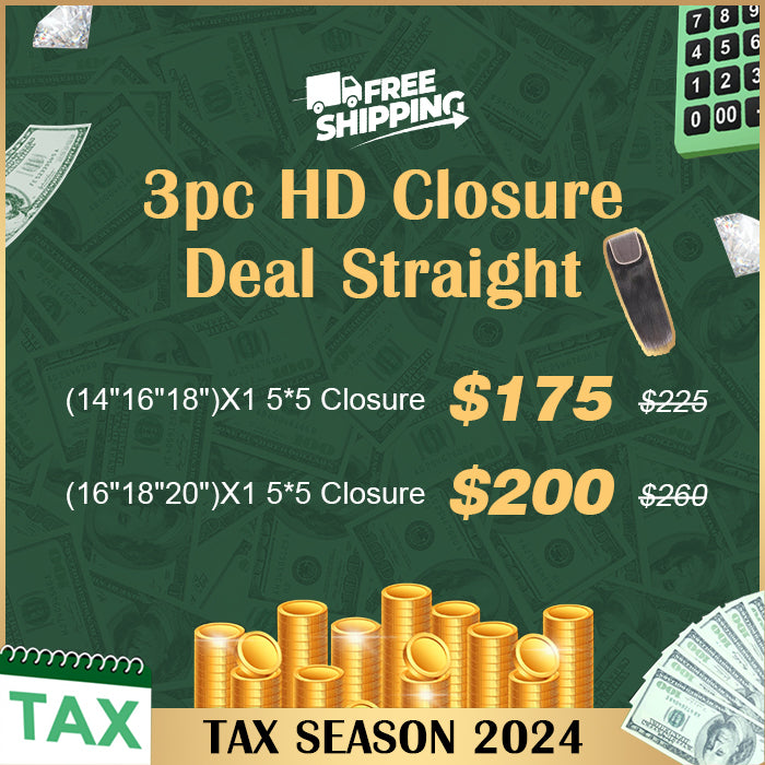 TedHair Tax Season Package 3pcs Straight HD Closure Deal $175-$200 Free Shipping