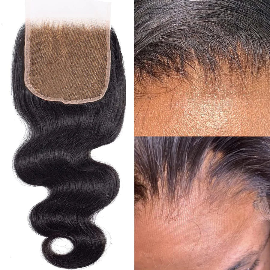 TedHair 12-20 Inch 5" x 5" Body Wavy Free Parted Lace Closure #1B Natural Black