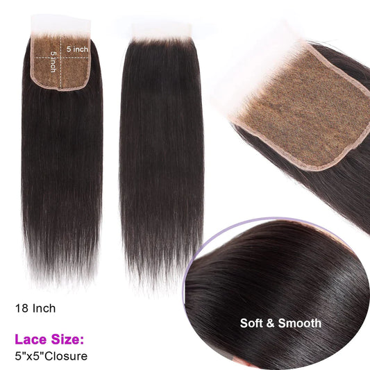 TedHair 5x5 HD Lace Free Parted Closure Straight