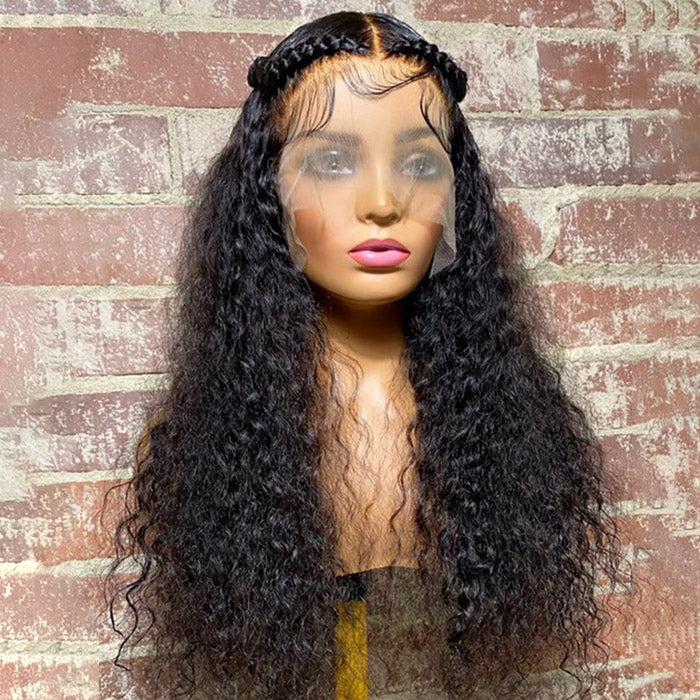 Tedhair 24/26/28 Inches 13x6 Half Water Wave Pre Braids Lace Front Wig-200% Density