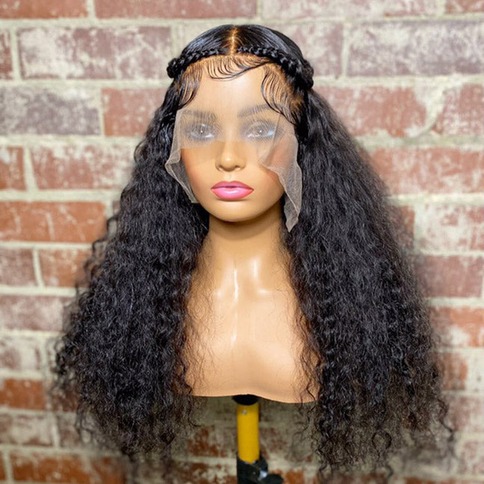 Tedhair 24/26/28 Inches 13x6 Half Water Wave Pre Braids Lace Front Wig-200% Density