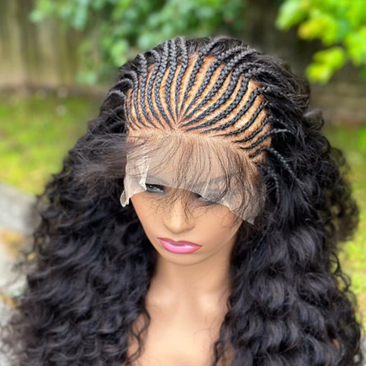 Tedhair 24 Inches 13"x4" Afro Style with 21 Braids Lace Front Wig 250% Density-100% Human Hair