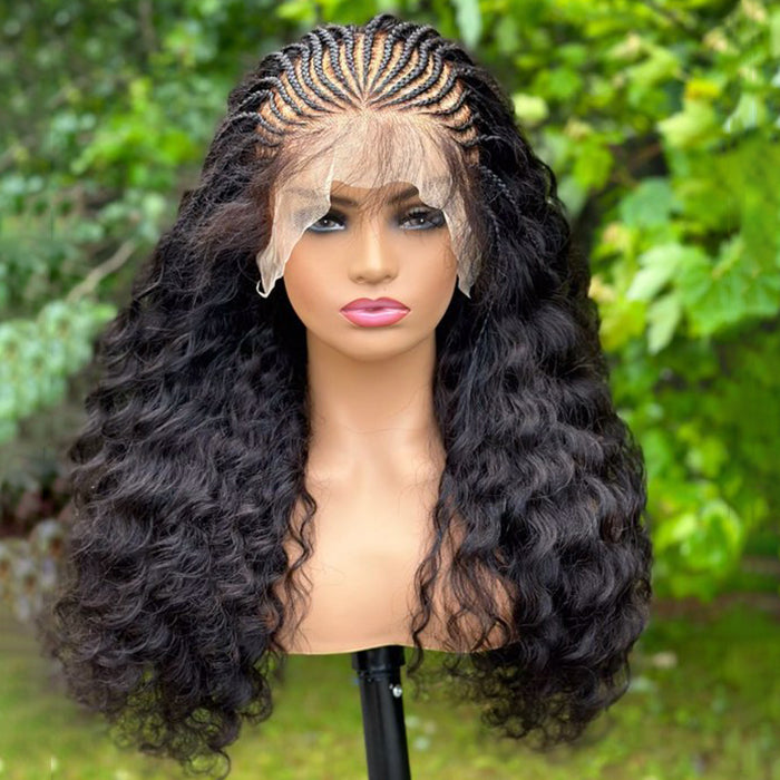 Tedhair 24 Inches 13"x4" Afro Style with 21 Braids Lace Front Wig 250% Density-100% Human Hair