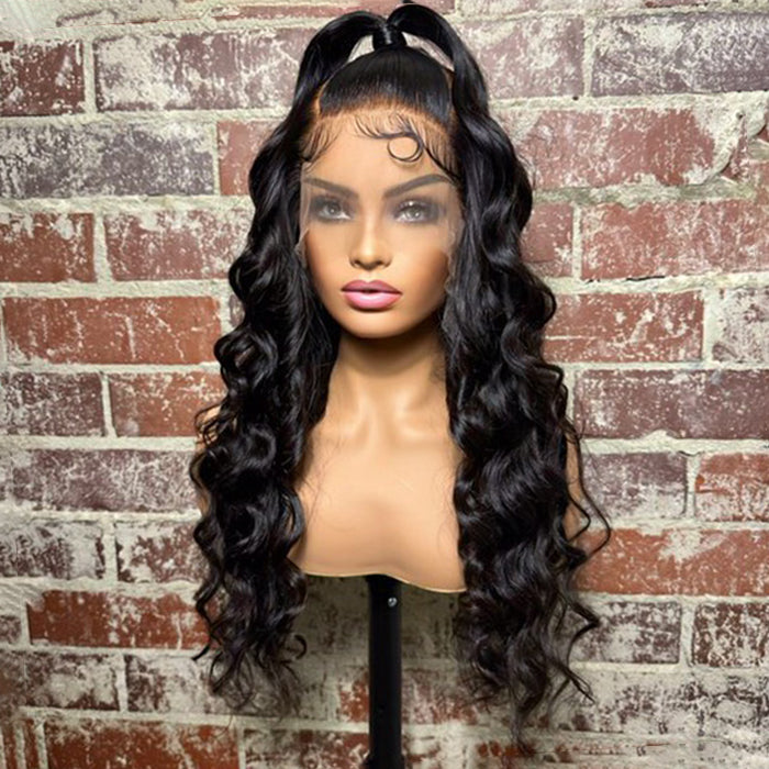 Tedhair 22 Inches 13x6 Body Wave with Up-do Lace Frontal Wigs 200% Density-100% Human Hair