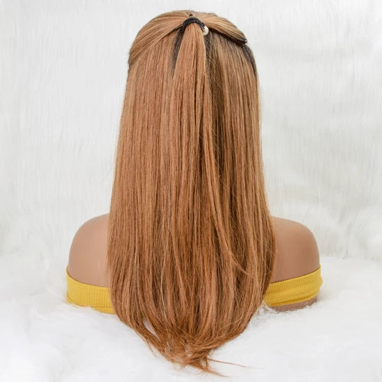 Tedhair 18 Inches Grab-N-Go T1B/30# Straight Headband Wigs 200% Density-100% Human Hair Wigs