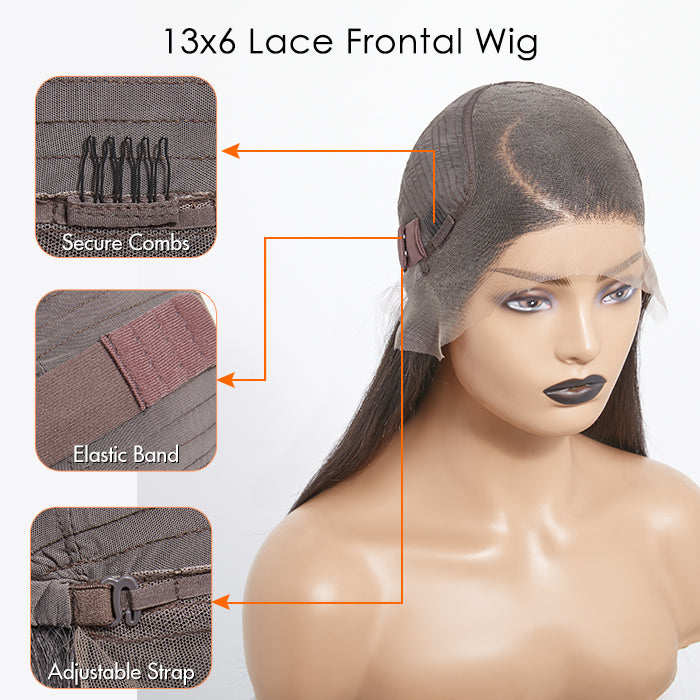 TedHair 13x6 Glueless 3D Cap Pre-bleached Straight Transparent Lace Front Wig 150% Density
