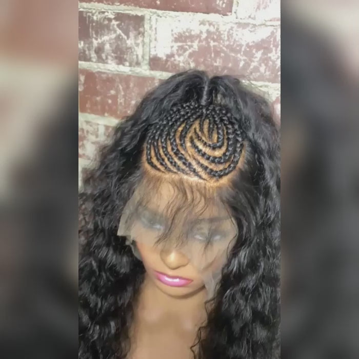 Tedhair 24 Inches 13x6 Pre-Braided High Ponytail Lace Front Wig 200% Density-100% Human Hair