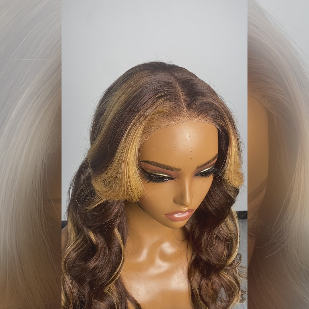Tedhair 24 Inches 5"x5" Body Wavy Wear & Go Glueless #4/27 Lace Closure Wig-100% Human Hair