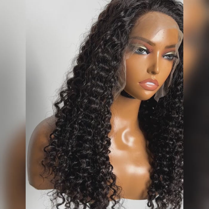 TedHair 13x6 Glueless 3D Cap Pre-bleached Deep Curly Transparent Lace Front Wig 150% Density