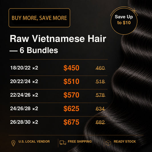 2026 Package Deal ｜ 6pcs Raw Vietnam Hair Bundle Deal $450-$675 #1B Natural Black