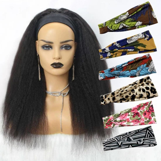 Tedhair 12 Inches Grab-N-Go Yaki Headband Wigs 200% Density -100% Human Hair